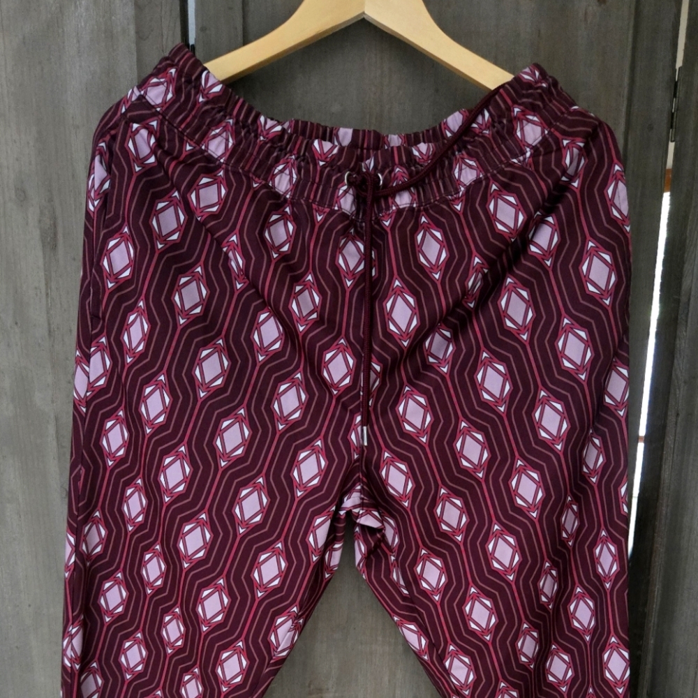 INC International Concepts Burgundy and Pink Geometric Pants